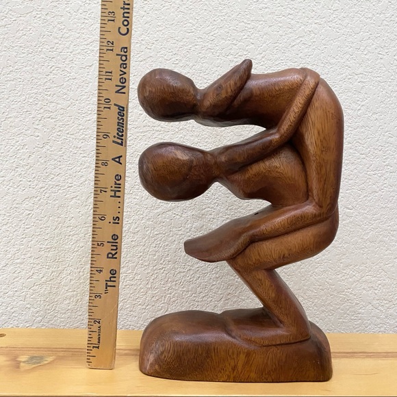 Ocean Blue Company Wood Carved Statue Sculpture Abstract Man Woman Yoga MCM - Picture 6 of 12